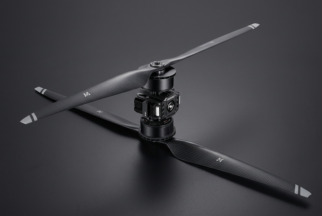 Coaxial dual-propeller industrial motor unit with carbon-fiber blades